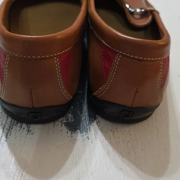Foot Joy Men's Brown Faux? Leather Loafers Bridle Bit Accent Sz 9 GUC - Picture 7 of 14